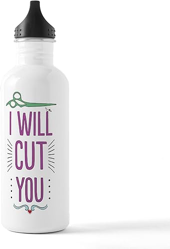 CafePress I Will Cut You - Botella de agua de acero inoxidable (1 botella de agua de 34 onzas)