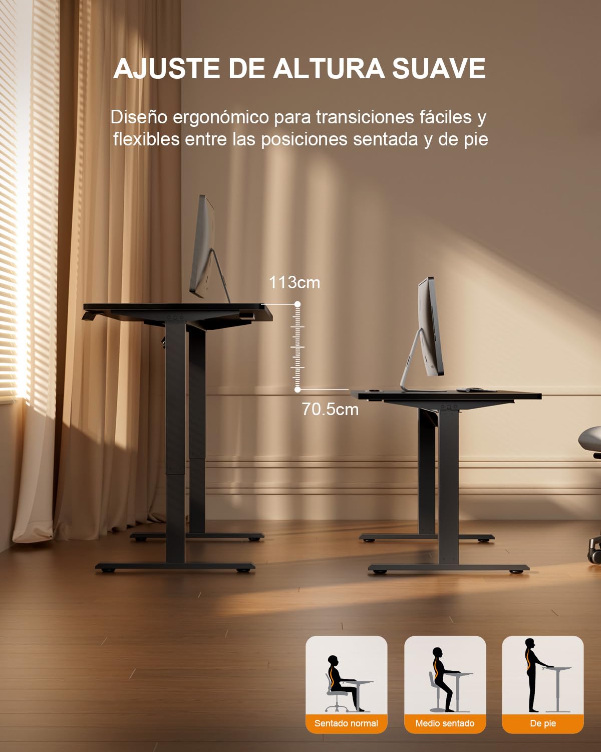 HLFURNIEU Escritorio Elevable Electrico 120 x 60 cm, Mesa Escritorio Elevable con Enchufes & Puertos USB, Mesa Regulable en Altura con 3 Control de Memoria, Standing Desk Negro