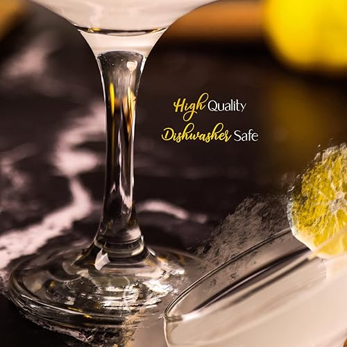 Vista 10 de Juego de 6 copas de cóctel de champán, elegantes copas de cóctel Coupe, copas de Martini, cristalería de tallo largo (6 unidades (9 onzas/9.1 fl oz))