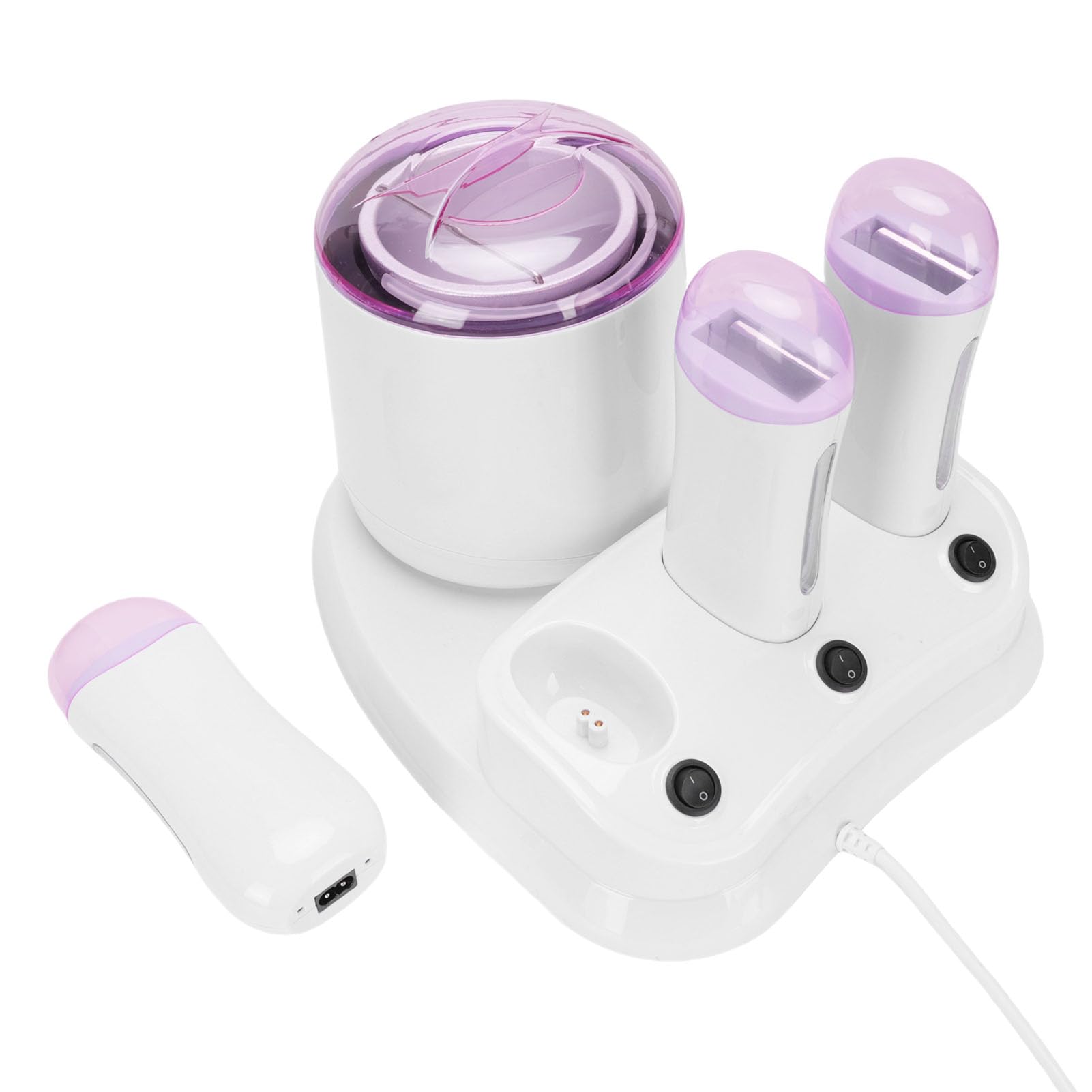 Chauffe-cire 4 en 1 – Chauffe-cire roll-on 220 W, conception anti-brûlure avec 3 cartouches, idéal pour un usage domestique – Couvercle transparent pour une surveillance facile