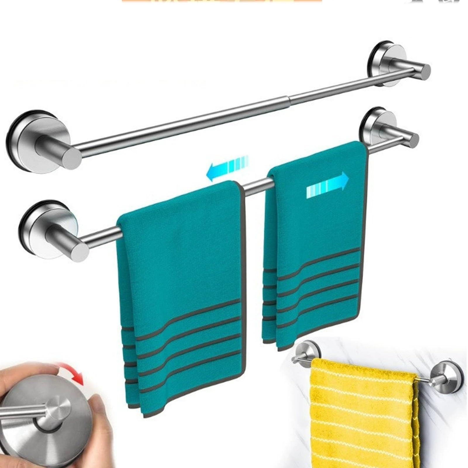 Toallero Telescópico Baño Barra Ajustable Acero | Inoxidable Colgar Toallas Organizar Ropa,Barra Pared para Baño Cocina(Negro)