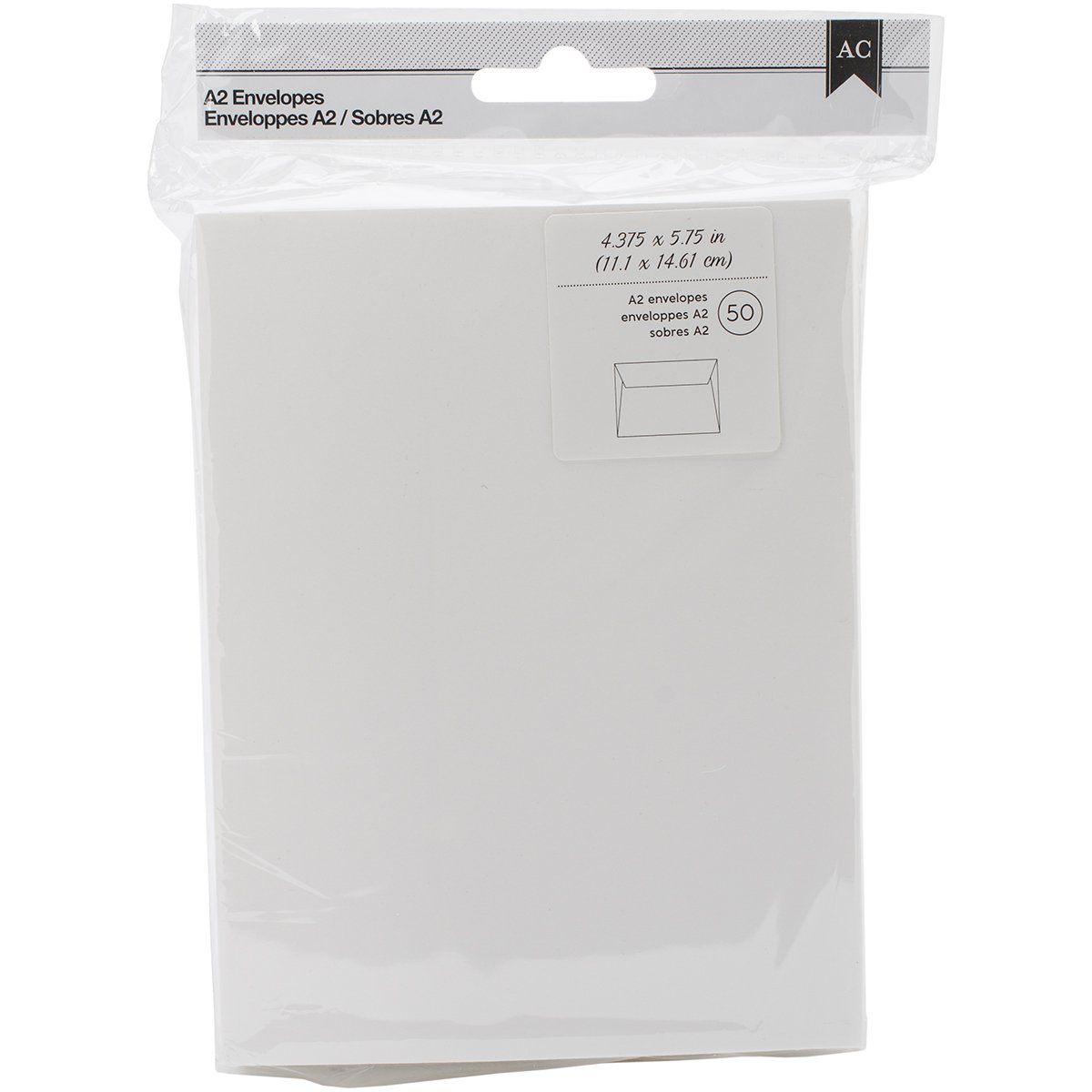 American Crafts A2 Envelopes, 4.375 by 5.75-Inch, Ivory, 50/Pack