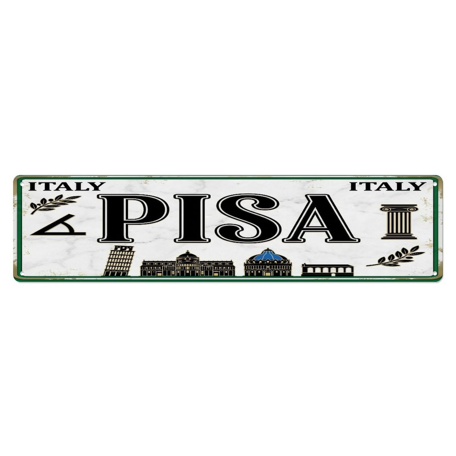 Tgrcjimh Style Metal Tin Sign Vintage Travel Pisa Italy Tower Cathedral