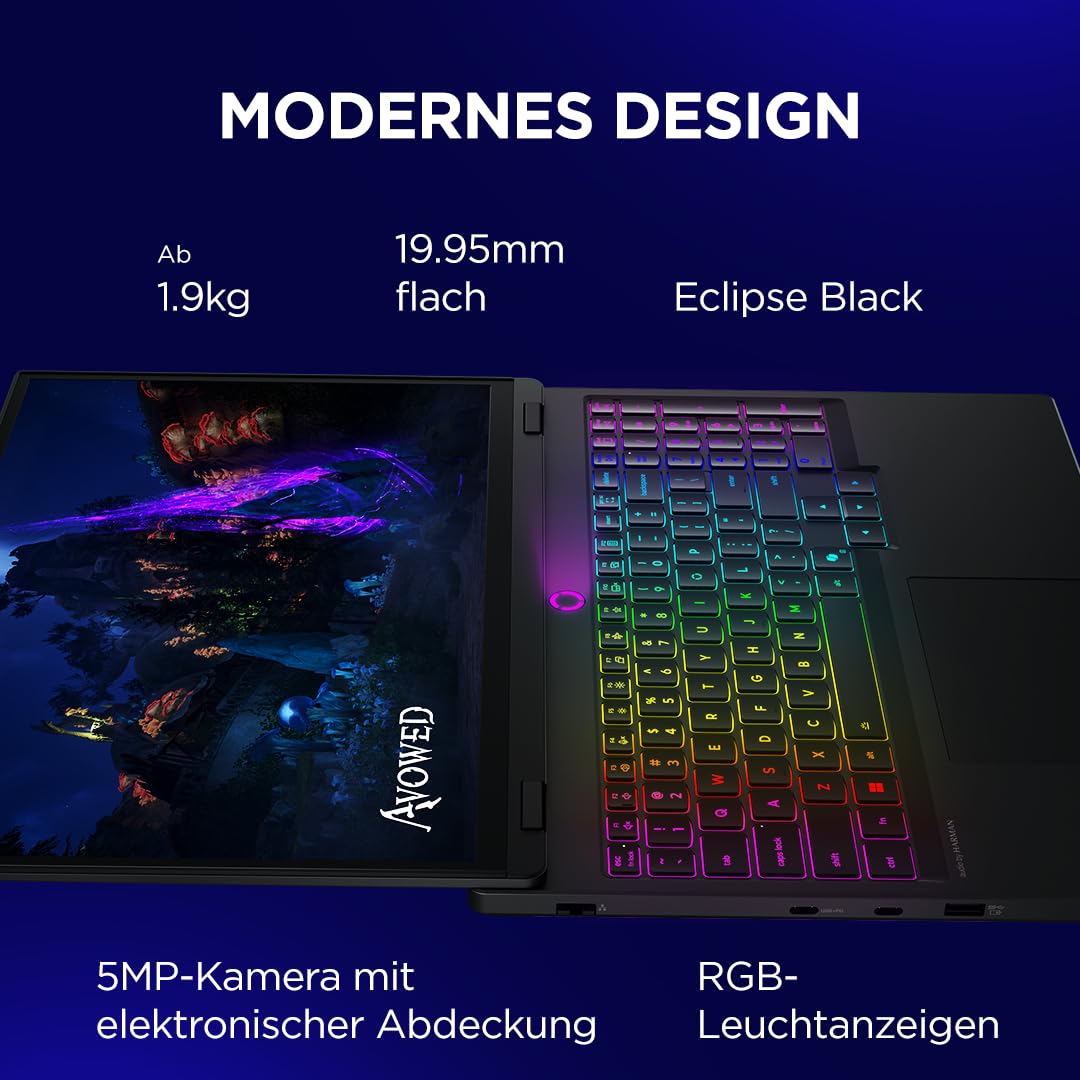 Lenovo Legion 5i Gaming AI Laptop | 15.1" WQXGA 165Hz OLED Display | NVIDIA GeForce RTX 5070 | Intel Core i7-13650HX | 32GB RAM | 1TB SSD | Win11 | QWERTZ | Eclipse Black | 3 Monate GamePass