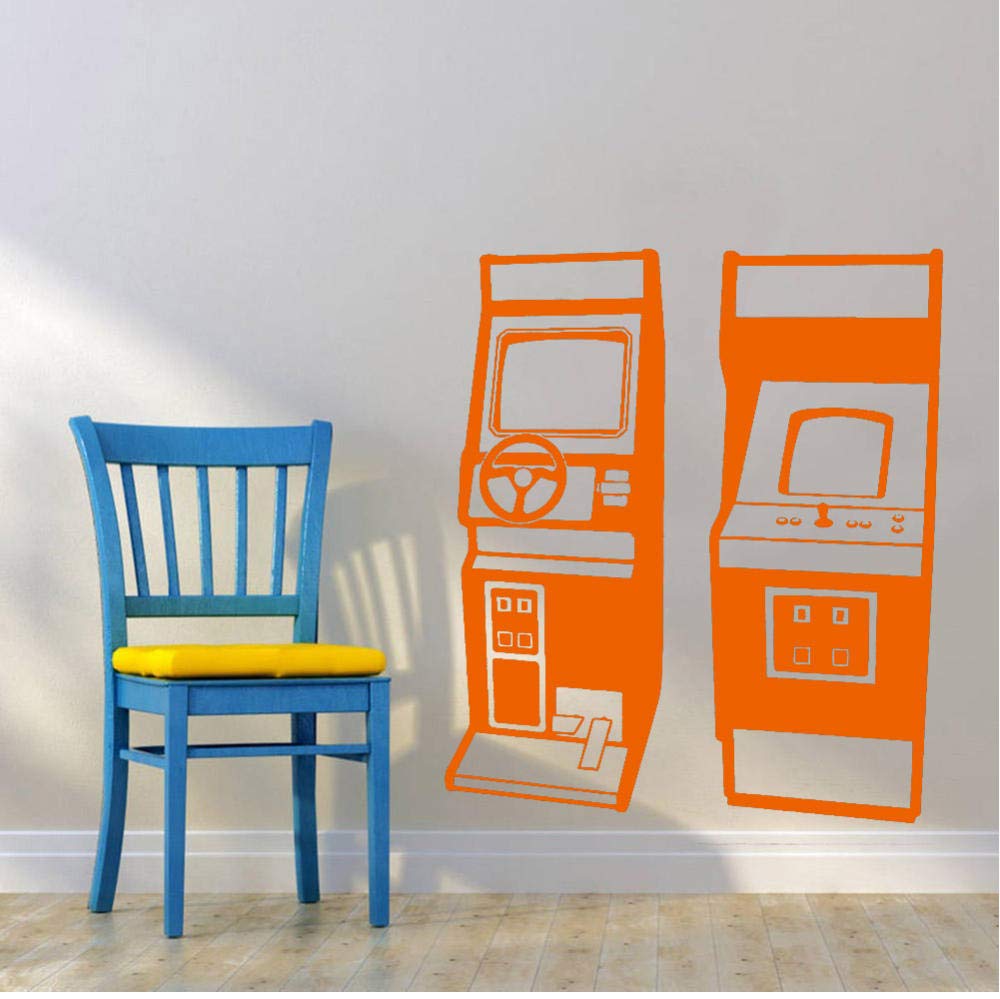 MRQXDP Video Game Old Gamer Arcade Vinyl Stickers Wall Decal Children's Wallpaper Large Wall Stickers Fashion Trend Orange 57x65cm murales wallpaper pared Dormitory decoration
