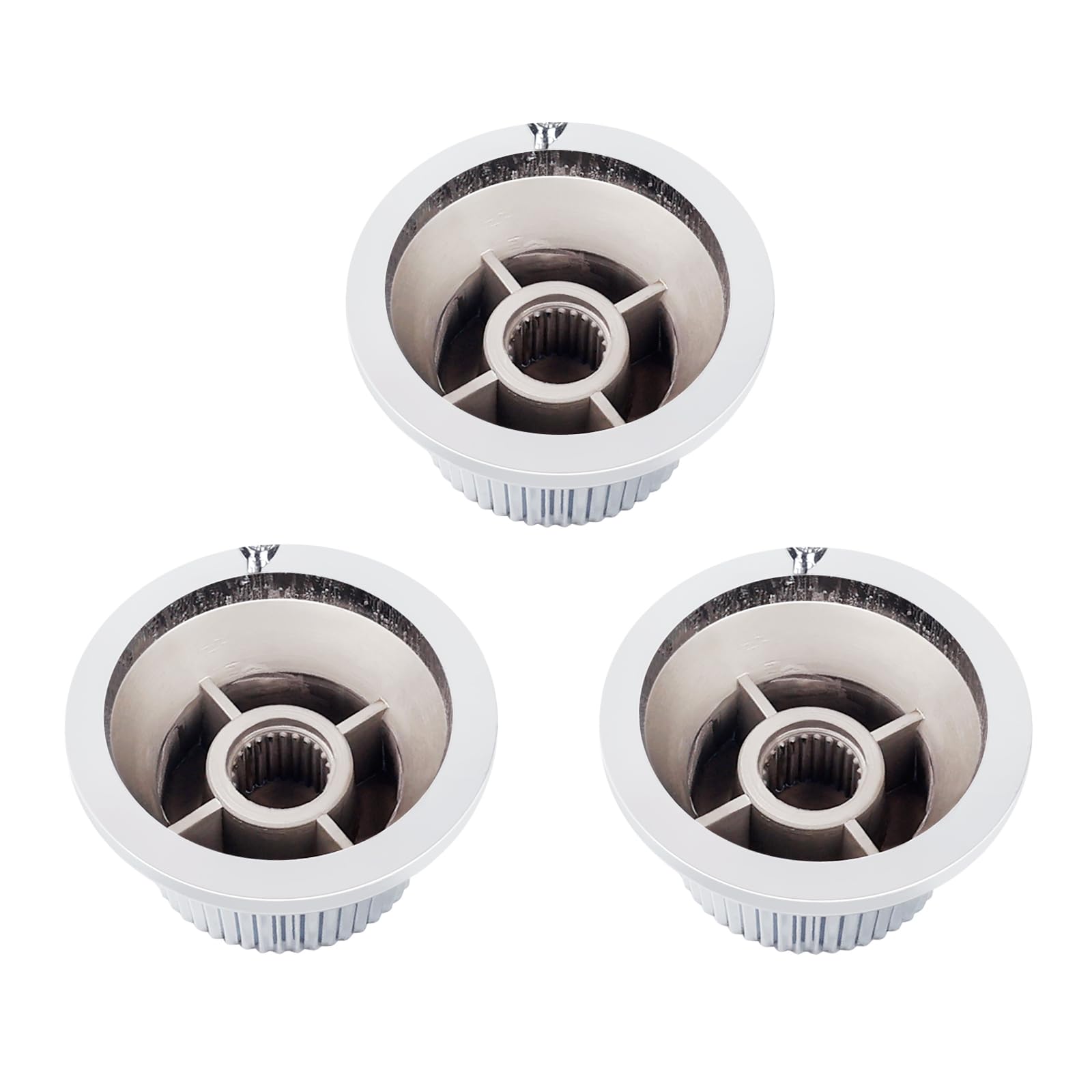 Banworks Imperial 24-Spline Electric Guitar Control Knobs 2 Tone and 1 Volume Knobs 6mm (15/64") Speed Knobs Top Hat for Fender Strat ST Electric Guitars Pack of 3 JT/XN-06 Chrome - Image 4