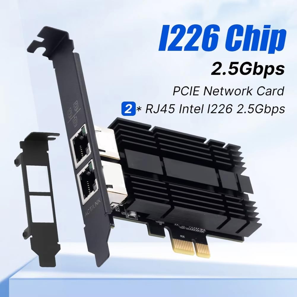 Tarjeta de Red PCIe A RJ45 de 2500 Mbps, Gigabit Ethernet de 2,5 G, Dos Puertos, 100/1000/2500 Mbps, para Ordenador de Escritorio.