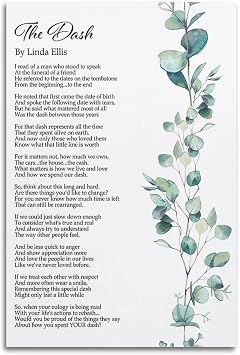Amazon.com: LGDSBHH The Dash Poetry Poster - Poem Live Your Dash Quote ...