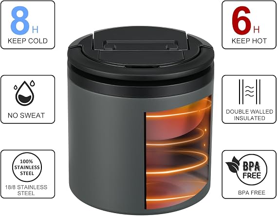 40 oz Insulated Food Jar for Hot Food, Stainless Steel Lunch Container