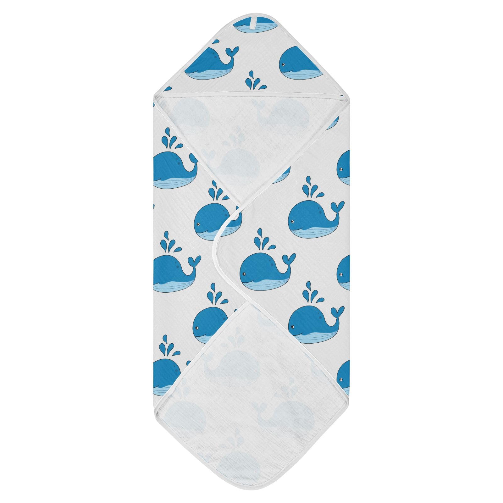 Msyxl Blue Whales Hooded Towel - Ultra Soft & Absorbent Muslin Cotton Bath Towel for Babies, Toddlers, Newborn - Boys & Girls Essential 35