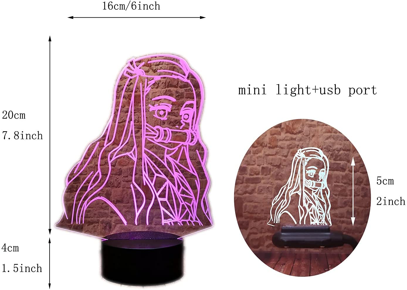 Lampe LED 3D Sosowlight 2-en-1 - Veilleuse Anime Avec Télécommande RGB 16 Couleurs - USB/Piles