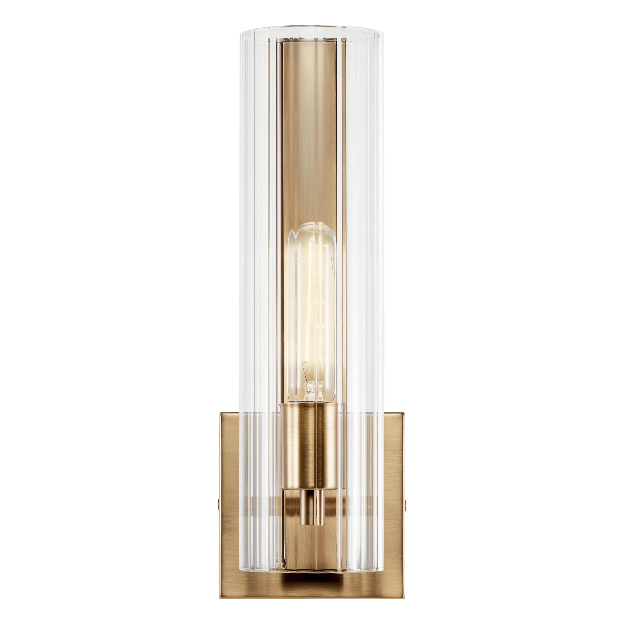 KICHLER Jemsa 1 Light Wall Sconce, Modern Light with Clear Fluted Glass in Champagne Bronze for Bathroom, Powder Room, Sides of Fireplace, Down a Hallway, Kitchen, or Bedroom (14