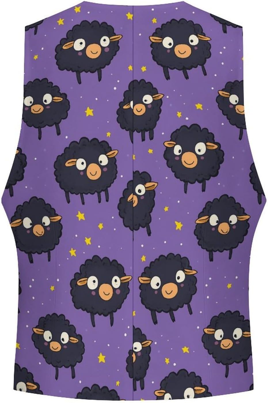 Cute Sheep Pattern Men's Suit Vest Casual Business Dress Slim Fit Waistcoat Vests with Pockets