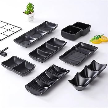 【陶器】黒2つ仕切り薬味皿×50枚セット Amazon｜食器 仕切り皿 小皿 醤油皿 2枚セット 薬味皿 仕切皿