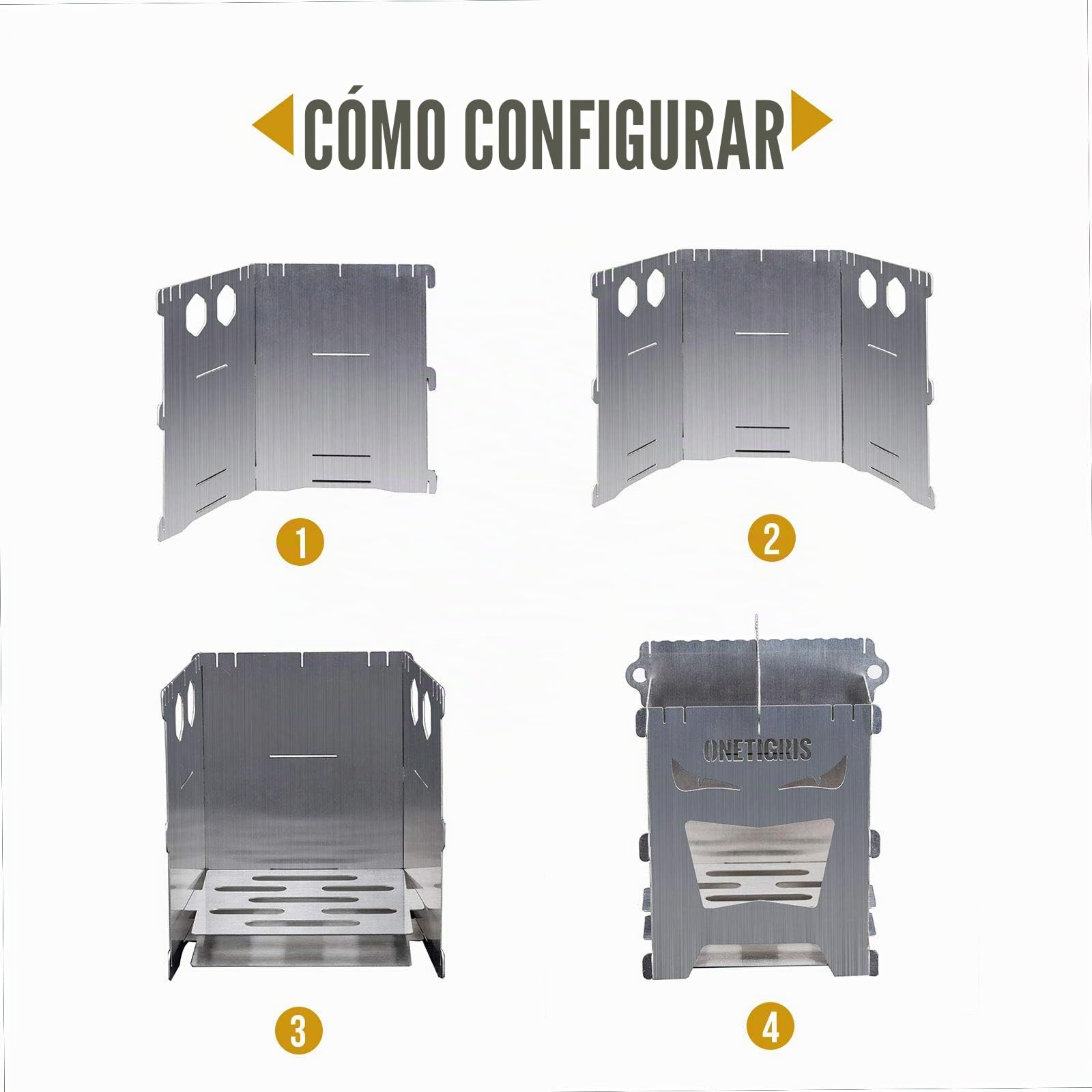 OneTigris ROCUBOID Estufa de leña Estufa de camping portátil de acero inoxidable Estufa de camping de alcohol para el senderismo Trekking Outdoor