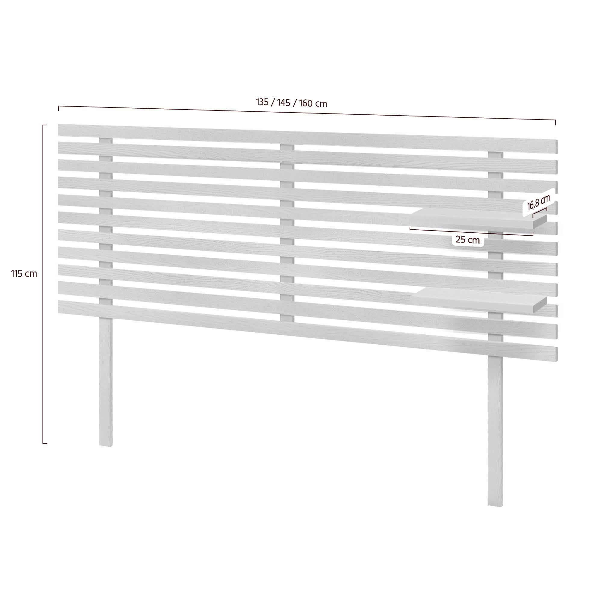 DHOME Cabecero con Estantes de Madera reciclada DM con Patas Colgante Pared Estilo Palet Cama Vintage Nordico Herrajes incluidos (Estilo Japones, Blanco Madera, 135cm)