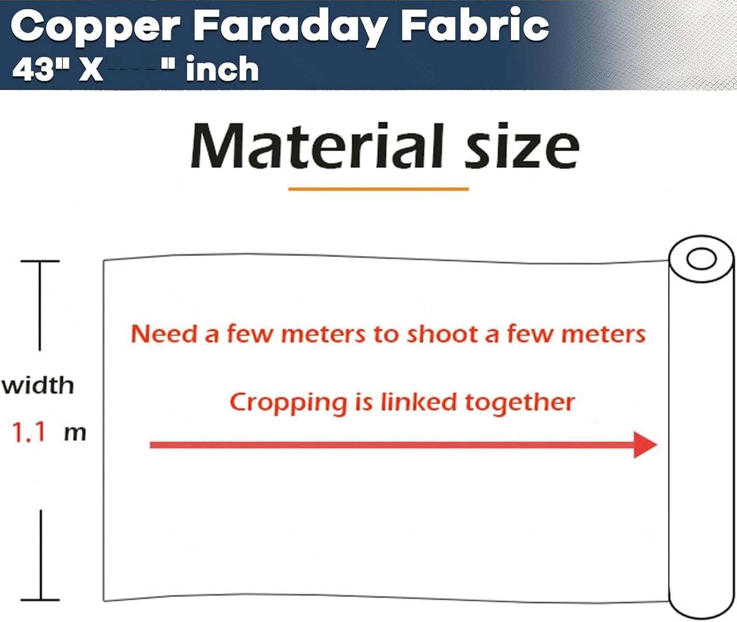 Faraday Fabric EMF Copper Shielding Fabric EMP Protection Faraday Box Cloth Smart Meters, Faraday Cage, Conductive Pads, EMI, WiFi, Bluetooth, GPS,gold-6x1.1m