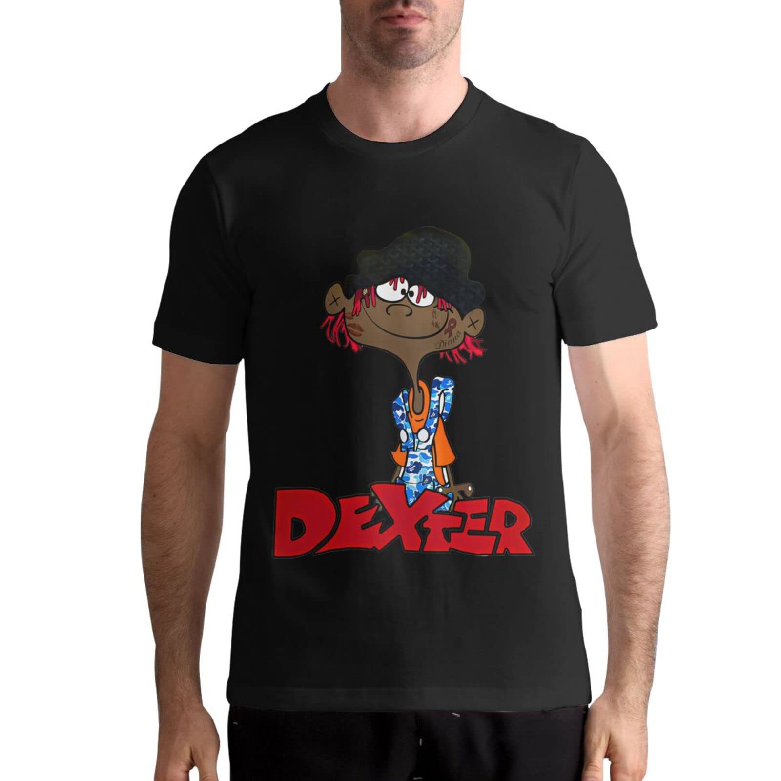 Mens Cotton Shirt Short Sleeve Men's T Shirts Novelty Casual Top Summer Fashion Tees Black