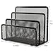 EASEPRES Desk Mail Organizer, Office Small Desktop Metal Mesh Envelope Letter Sorter Paper File Holder Organizer with 3 Vertical Upright Compartments, Black 2 Pack