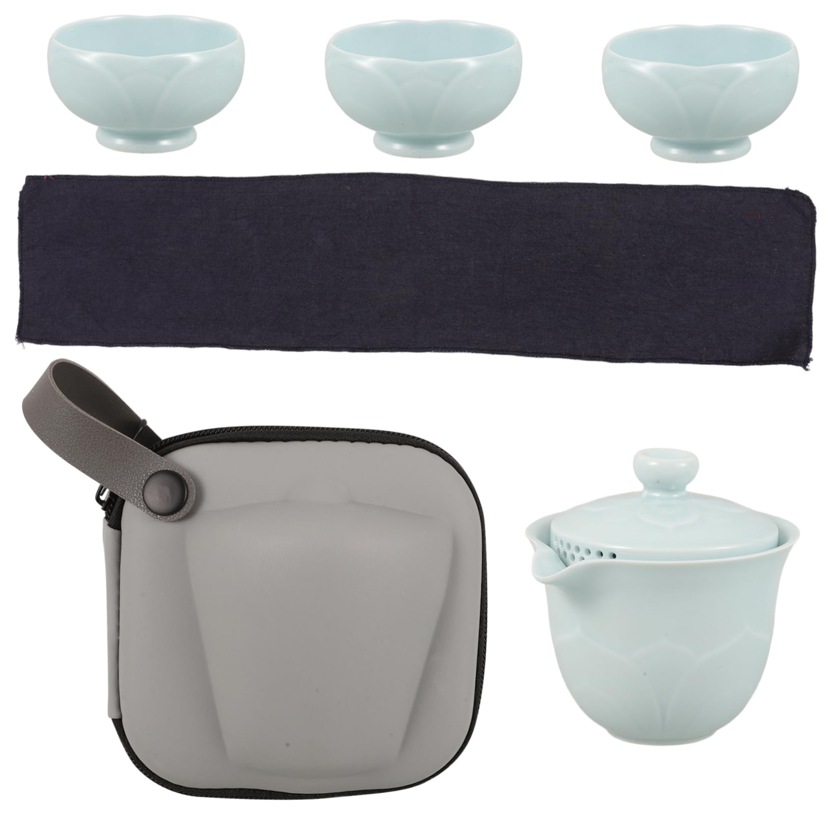 iplusmile 3juegos Té Portátil De Cerámica Set Completo Tazas y Tetera Elegante y Ligero Para Viajes y Oficina Para Aficionados Del Té
