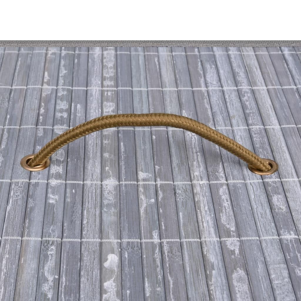 Cesta de bambú para la colada con 1 compartimento gris, bolsa interior extraíble de tejido transpirable, plegable y ahorra espacio, para baño, dormitorio, salón, gran volumen para