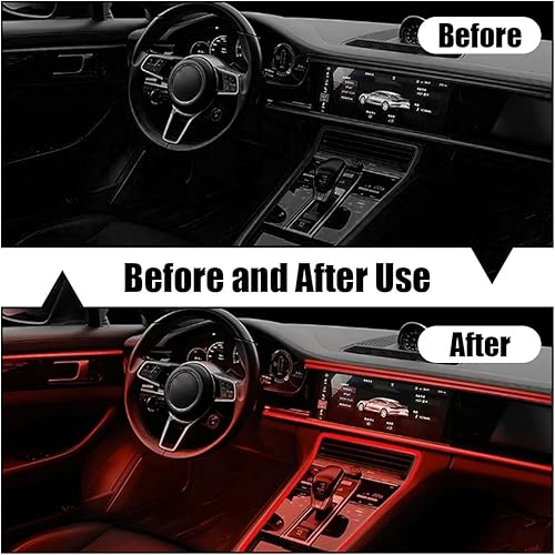 Miniatura 10 de Tira de luces LED para interior de automóvil con cable EL, tira de luz de neón USB para automóvil con borde de costura, luz de neón de 16 pies 5 V