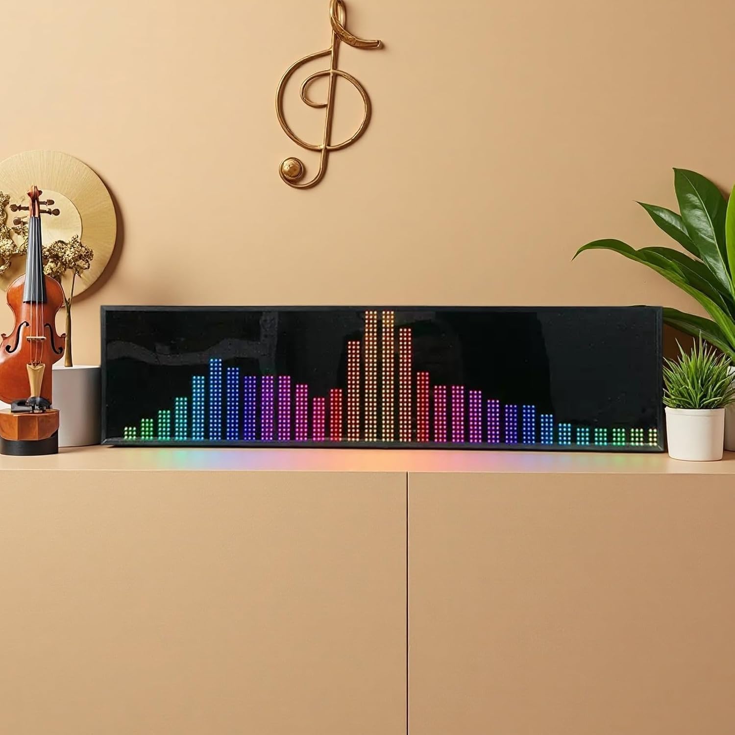 Pantalla De Espectro De Ritmo Musical, Analizador De Espectro LED Dinámico, Control Por Voz + Control De Línea, Con 36 Estilos De Visualización, 16 Colores, 4 Rangos Frecuencia, Entrada Audio 3,5mm