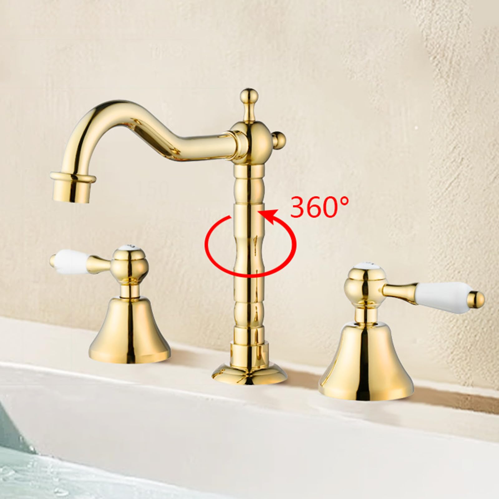 Grifos para Lavabos de Baño Vintage de 3 Orificios Frío y Caliente