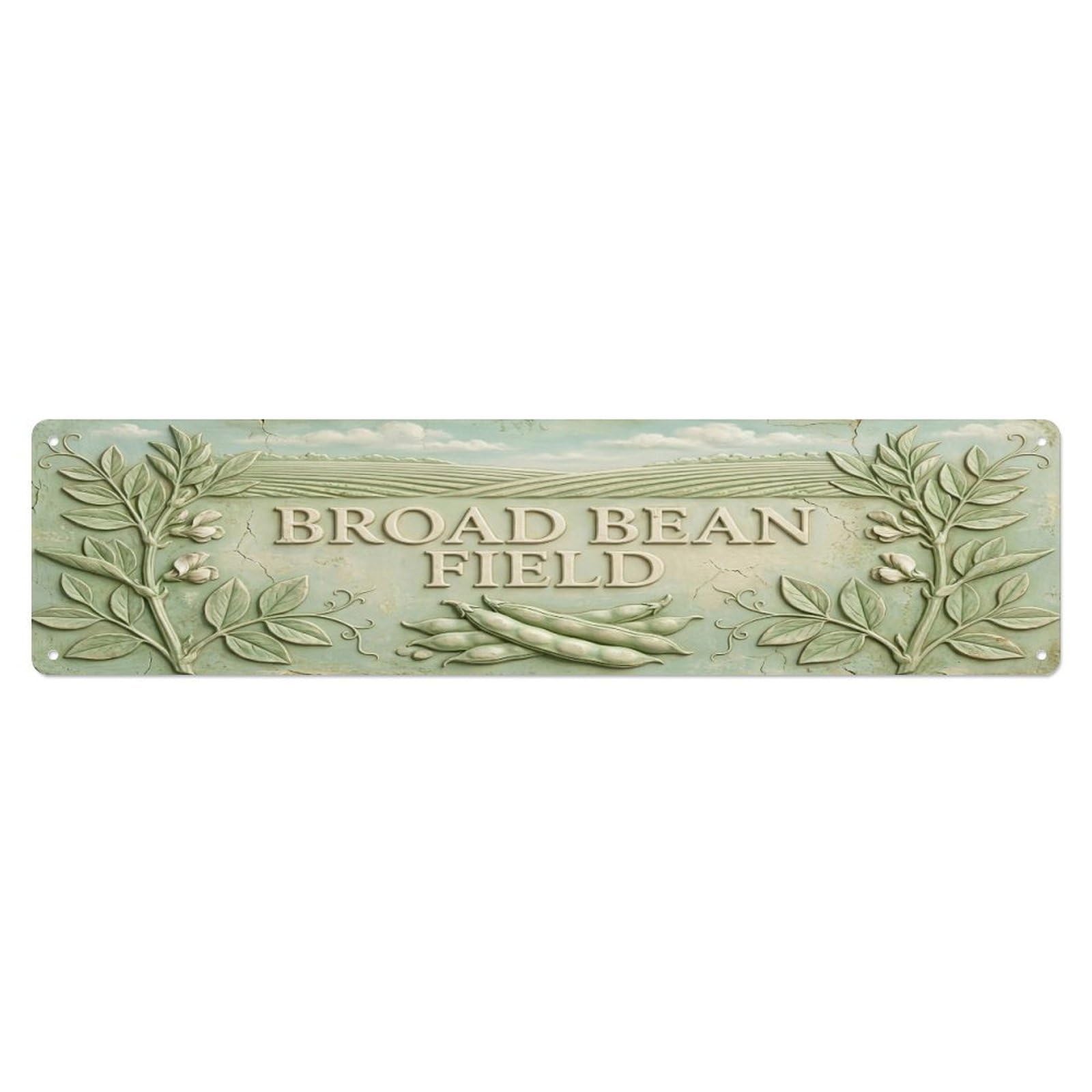 Olhnbad 4X16inch(10X40cm) Vintage Cottagecore Garden Broad Bean Field Relief Metal Tin Sign