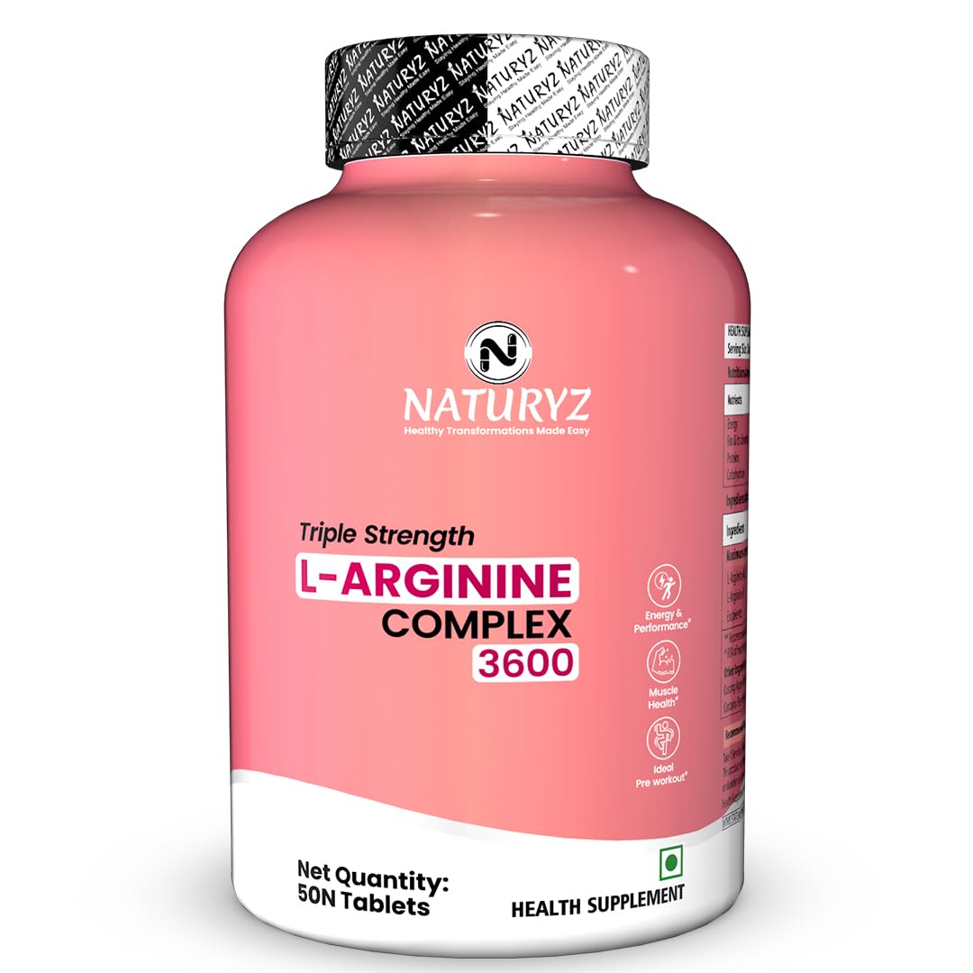 NATURYZ Nitric Pump 2500 Mg Extra Strength L-Arginine | L Citrulline | Caffeine | Boosts Stamina | Energy | Increases Blood Flow | Improves Performance | Ideal Pre-workout Supplement for Men & Women- 50 Tablets — Amazon image 10