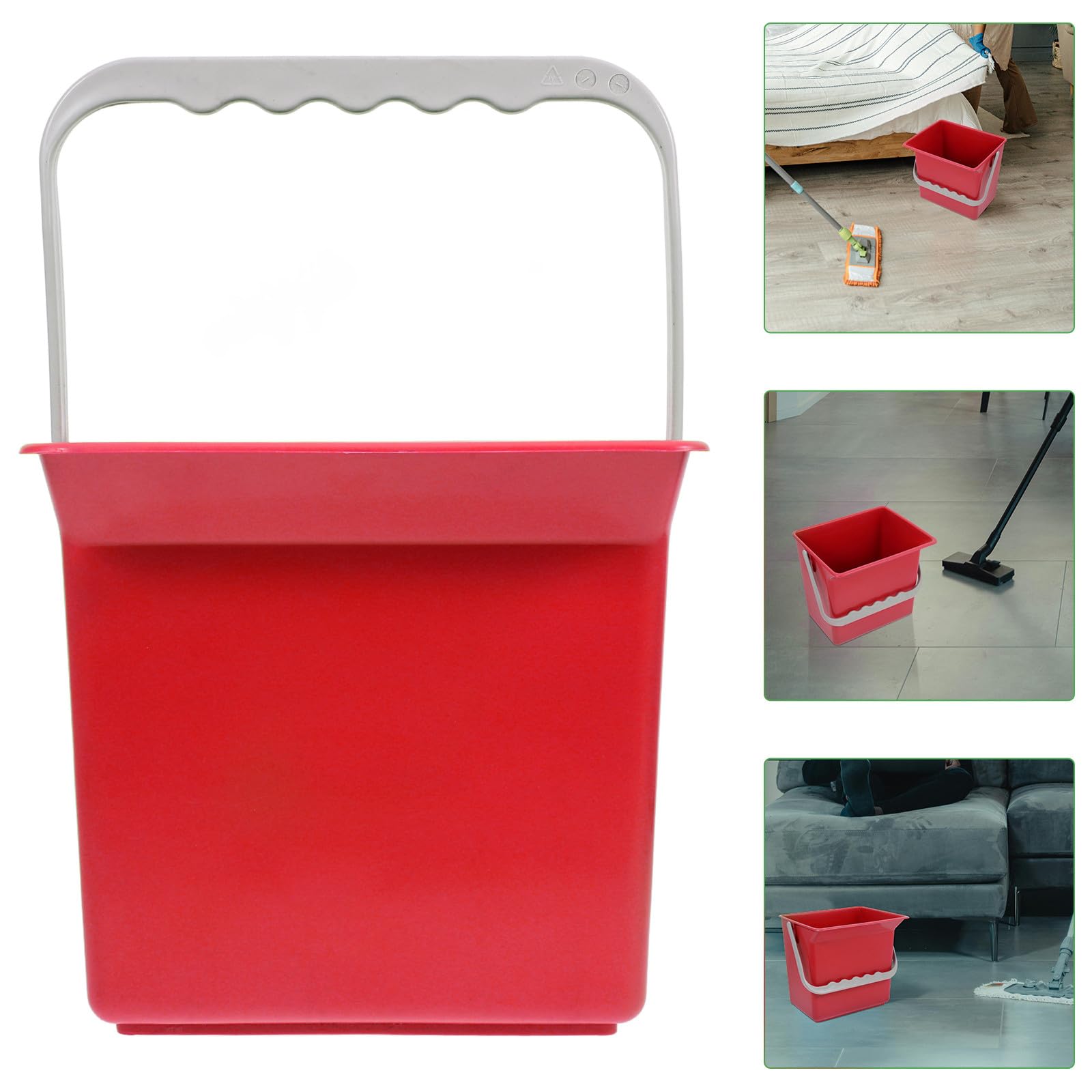 Seau de Nettoyage Rouge avec Poignée Poubelle de Voiture Compacte avec Échelle Graduée Seau pour Produits de Nettoyage pour Voiture et Suv Plastique Pratique pour Gestion des