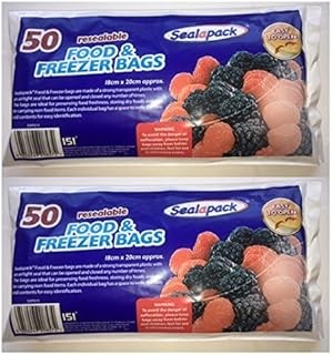 2x Sealapack 50 Resealable Food & Freezer Bags 18cm x 20cm