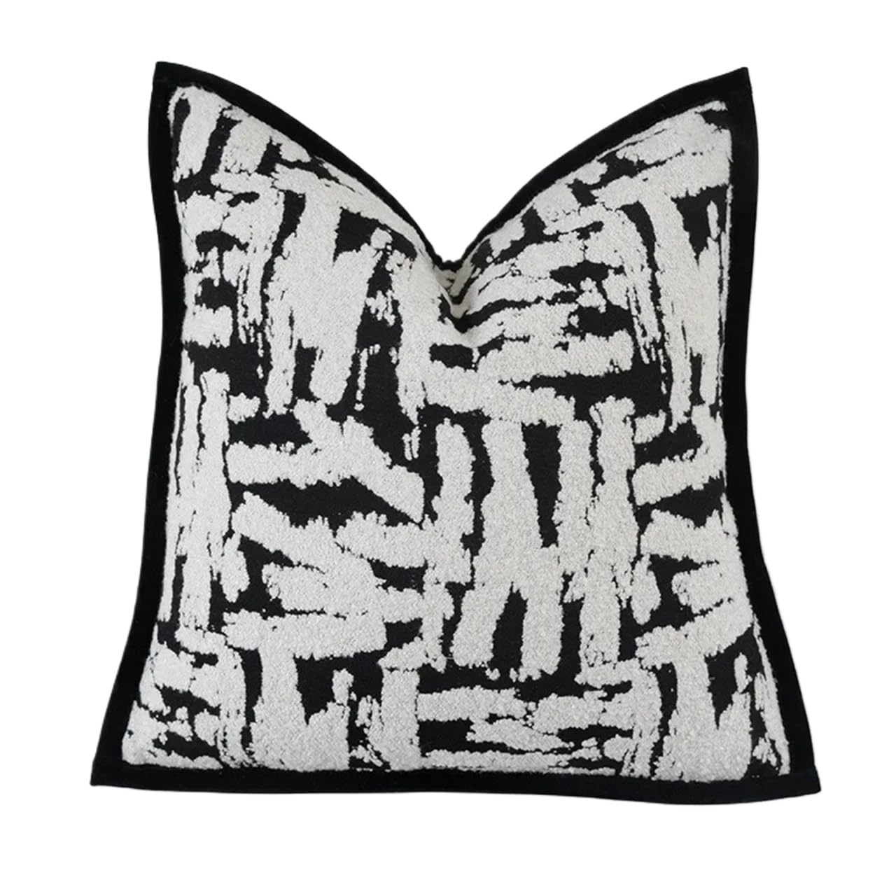 IUVYTA Chenille Pillow Covers Black White Cushion Cover Geometric Jacquard Chenille Pillow Case(D-Cushion Cover,1 Piece 45X45CM)