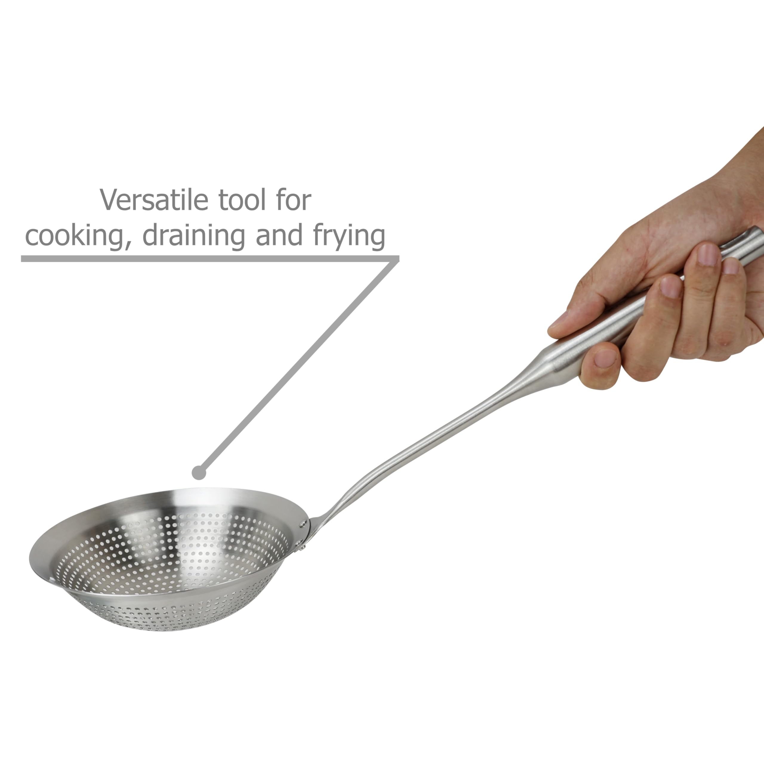 EIKS Stainless Steel Skimmer Slotted Spoon Ladle for Cooking Draining Frying Vegetables Pastas Potato, Total 17.6