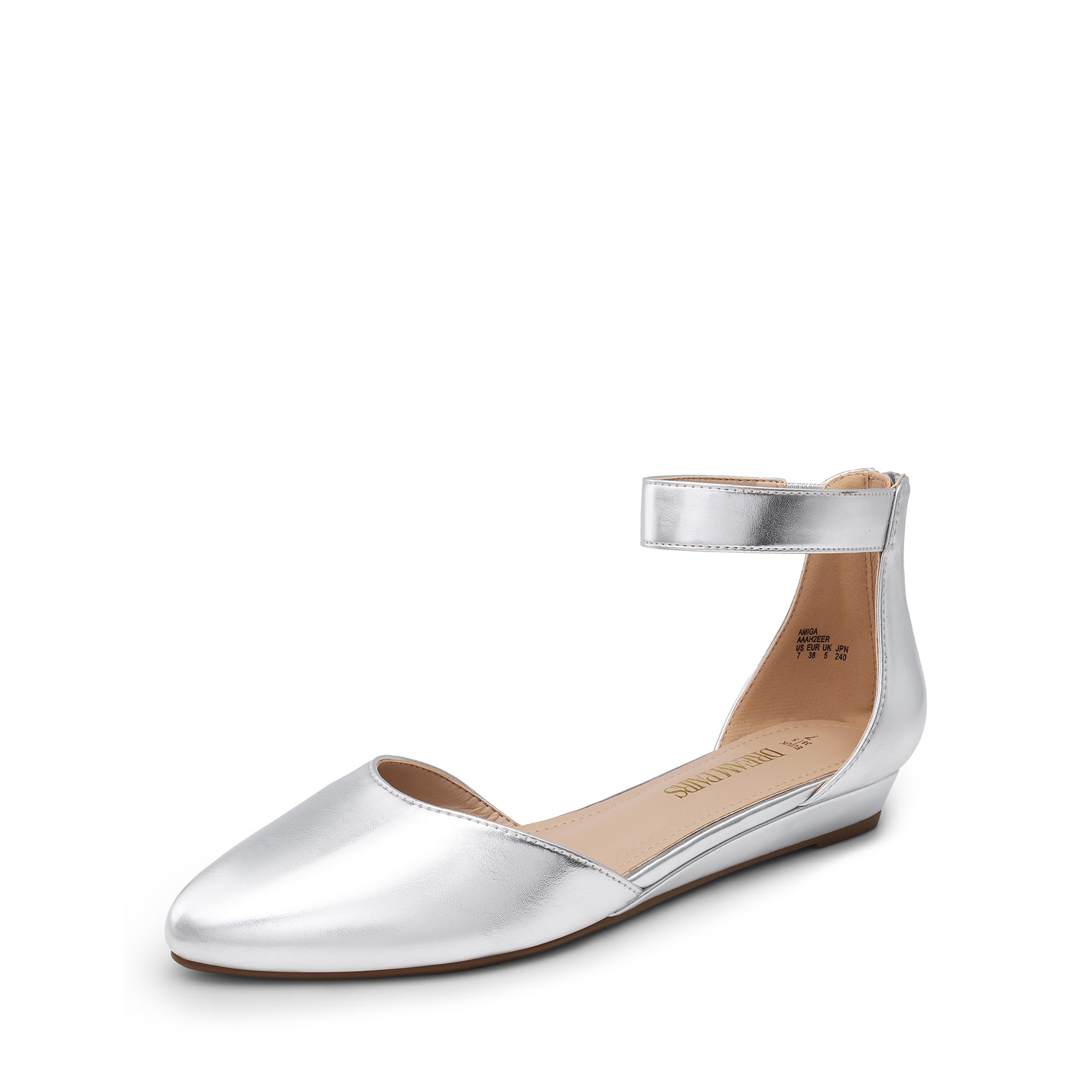 DREAM PAIRS Women's Low Wedge Round Toe Ankle Strap Dress Comfortable Casual Flats Shoes