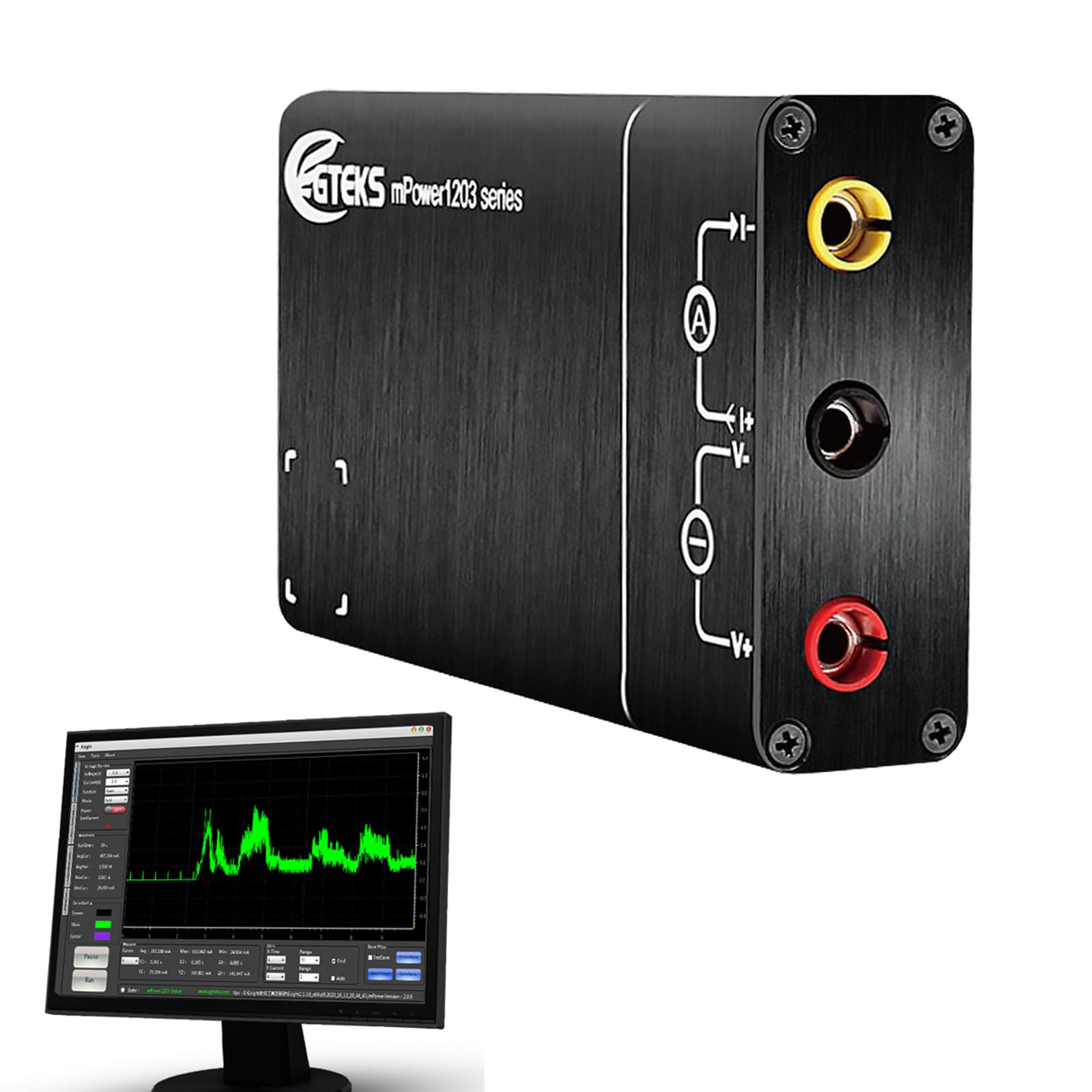 Portable DC Power Monitor Power Quality Analyzer 1?A - 4A Current Logger with 0.6V-13V DC Power Supply