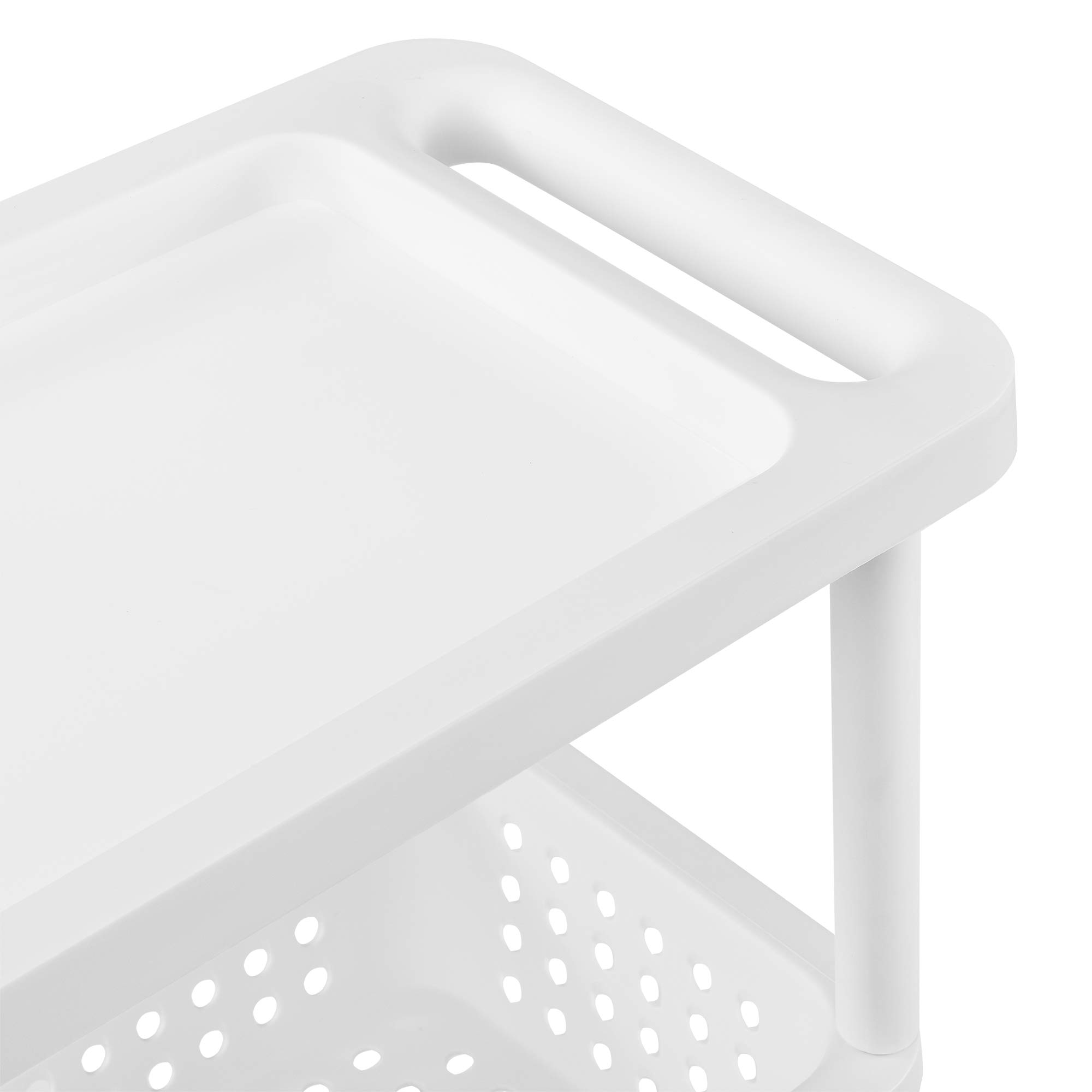 [en.casa] Carro rodante - Blanco - 100 x 22 x 48 cm - Estante de la Cocina - Carrito con Ruedas - Cesta de Almacenamiento