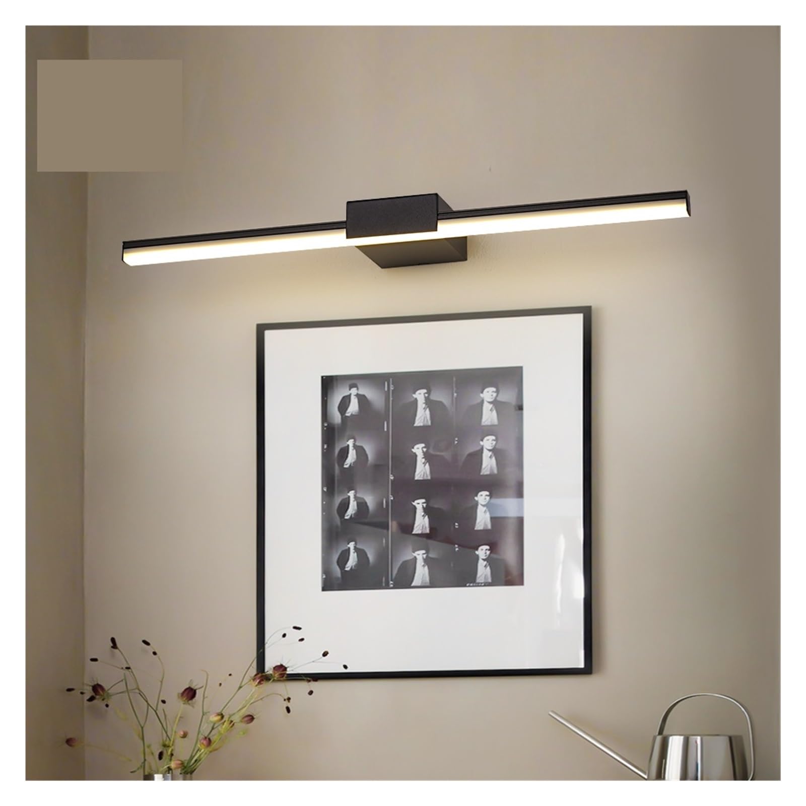 Oświetlenie obrazu, Kinkiet Led łazienka Vanity Light 40cm 55cm AC85-265V, wewnętrzne nowoczesne kinkiety ścienne lustrzane oświetlenie ścienne czarny biały(55CM 10W,5500 7000k)
