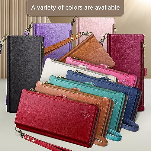 Image of XcaseBar Compatible with Samsung Galaxy S25 Wallet case with Zipper Credit Card Holder【RFID Blocking】,Flip Folio Book PU Leather Phone case Shockproof Cover Women Men for Samsung S25 case Purple
