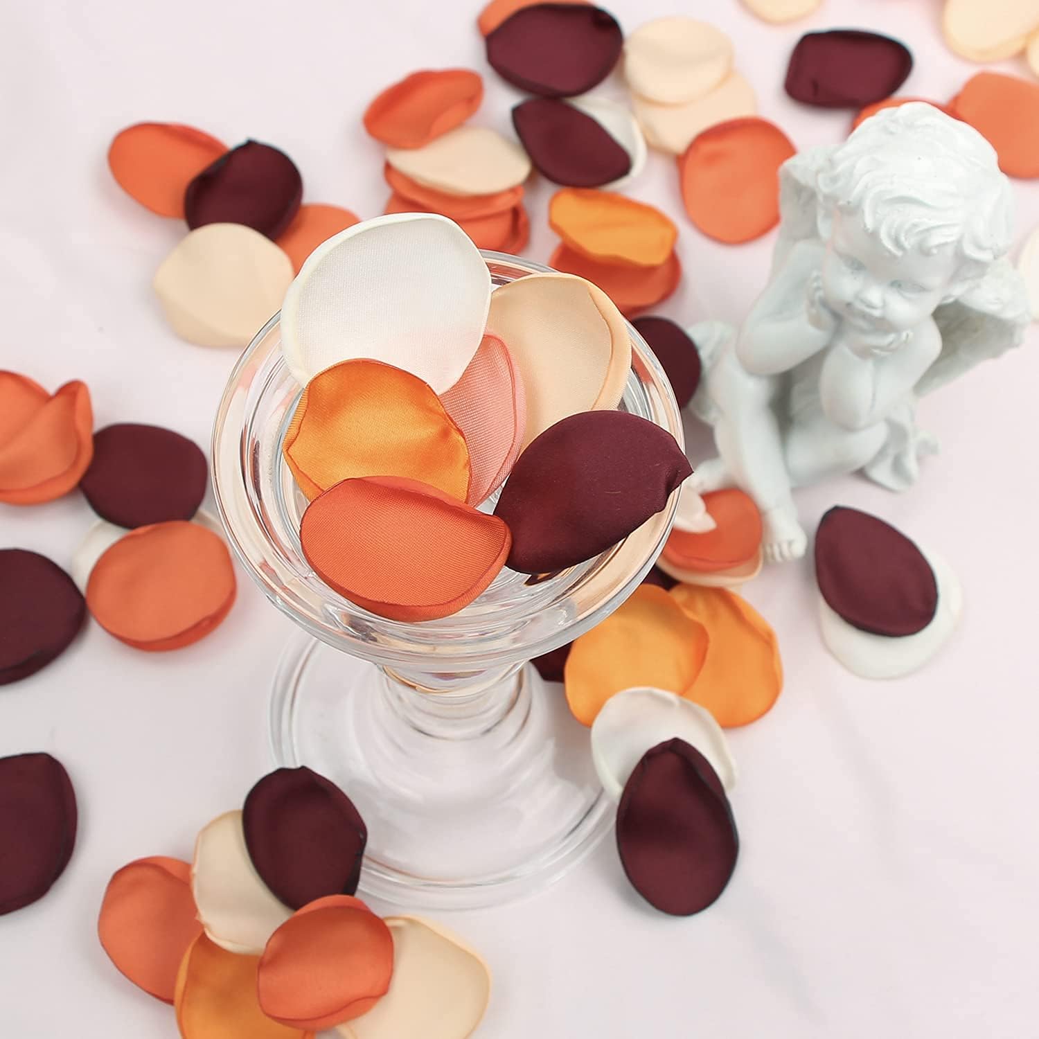 Rinlong 400pcs Silk Rose Petals Burnt Orange Fall Wedding Decor Fall Flowers Artificial Rose Petals Flower Petals Peddles Rose Petals for Wedding Flower Girl Petals Cake Decoration