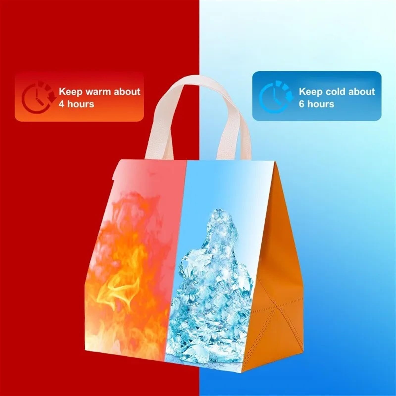 Bolsa aislante para delivery 25 bolsas de tela no tejidas, portátiles, for alimentos, bebidas, pasteles, for mantener el calor, el frío, for entrega, bolsas reutilizables con aislamiento(Red food,26x2