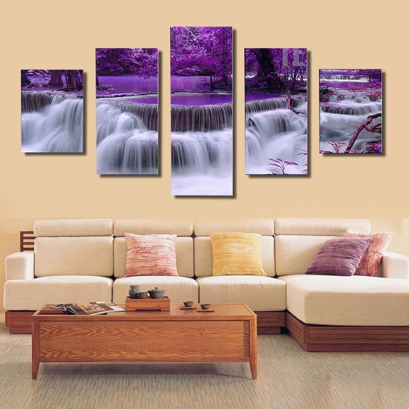 Tableau Chutes d'eau violettes Décoration Murale pour Métamorphoser un Salon Vide