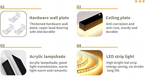 Miniatura 7 de Luces de pared RGB para exteriores de 24 pulgadas, aplique de pared LED moderno y duradero, impermeable, IP65, luces de garaje ideales para montaje