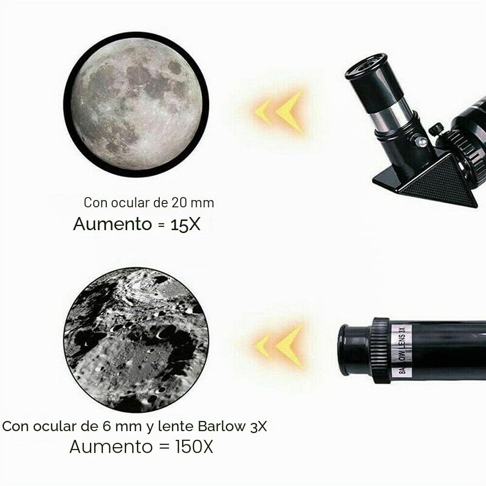 Telescopio para Astronomía Adultos y Niños Principiantes - 150X Refractor Astronómico 300X70mm con Trípode y Adaptador para Smartphone