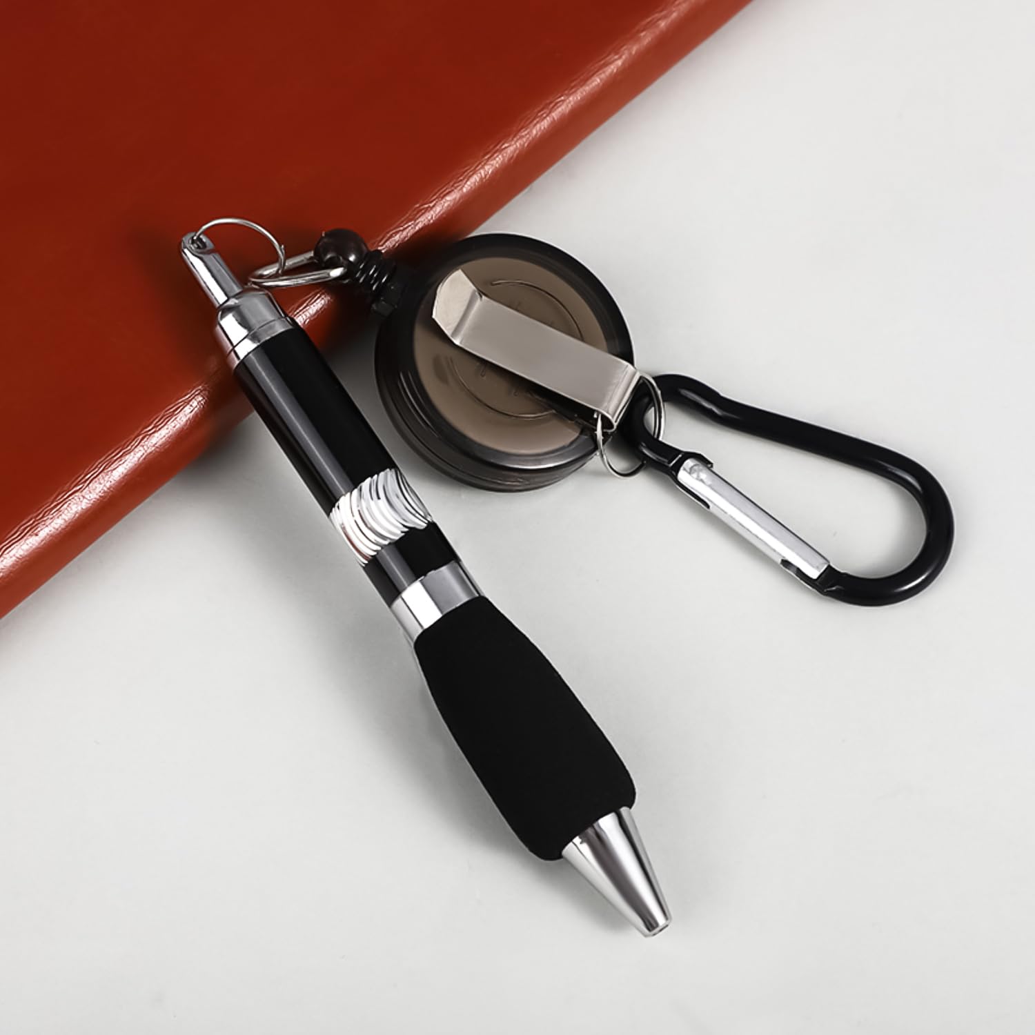MFUOE 6Pieces Clip On Pens Carabiner Pens Belt Clip Keychain with Retractable Pen Handy Retractable Badge Reel Pen for Workers Nurses Teachers Colleagues - Image 3