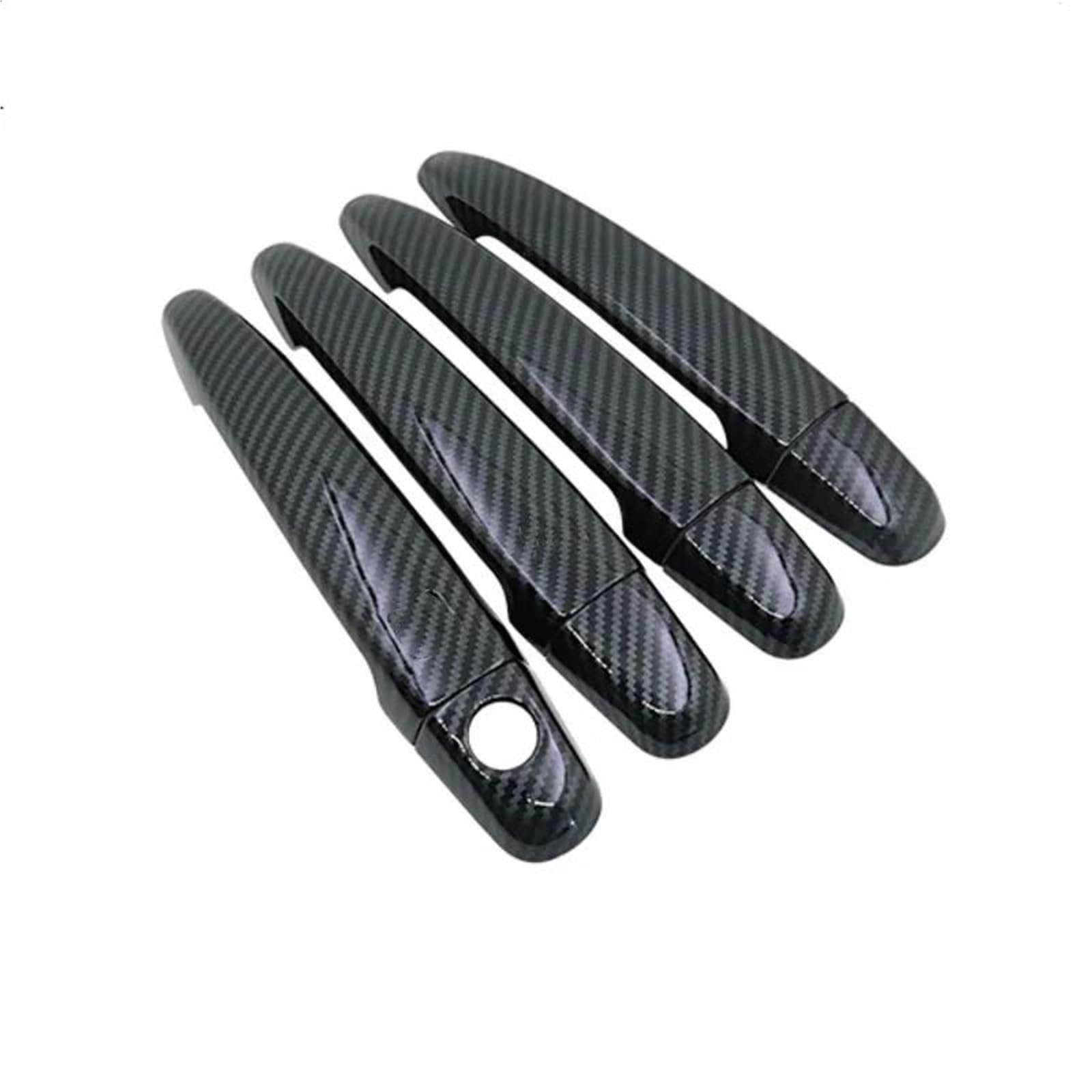 NMJLQW Exterior Decoration Glossy Black Carbon Fiber Car Door Handle Cover Sticker Styling Accessories for Subaru for Outback 2010-2014(Carbon 0 Button)