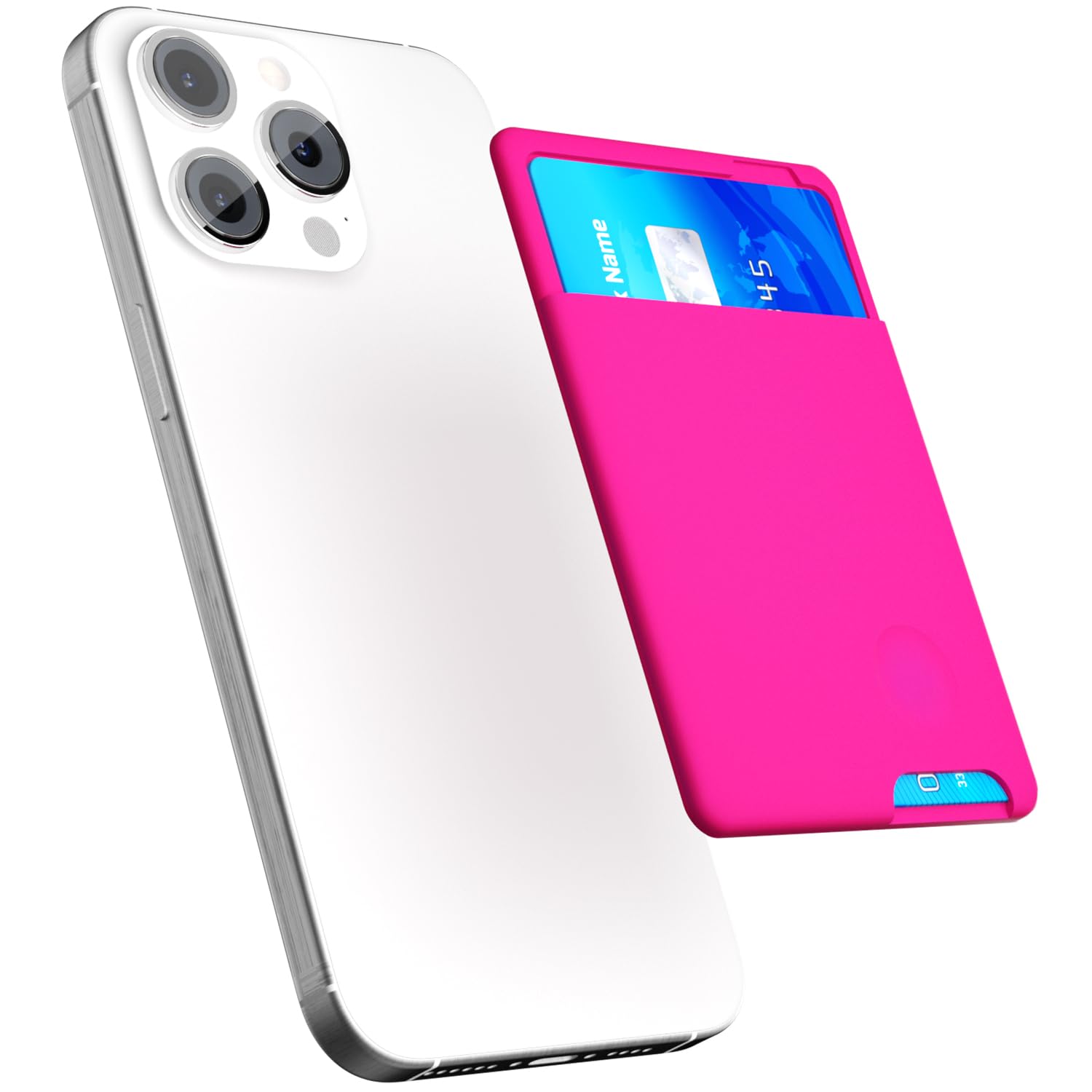 oakxcoPhone Wallet Stick On, Secure Phone Card Holder Silicone, Adhesive Pocket Sleeve ID Credit Card, Slim Thin Card Case for Men Women Cute, Compatible with Apple iPhone Samsung Pixel, Hot Pink