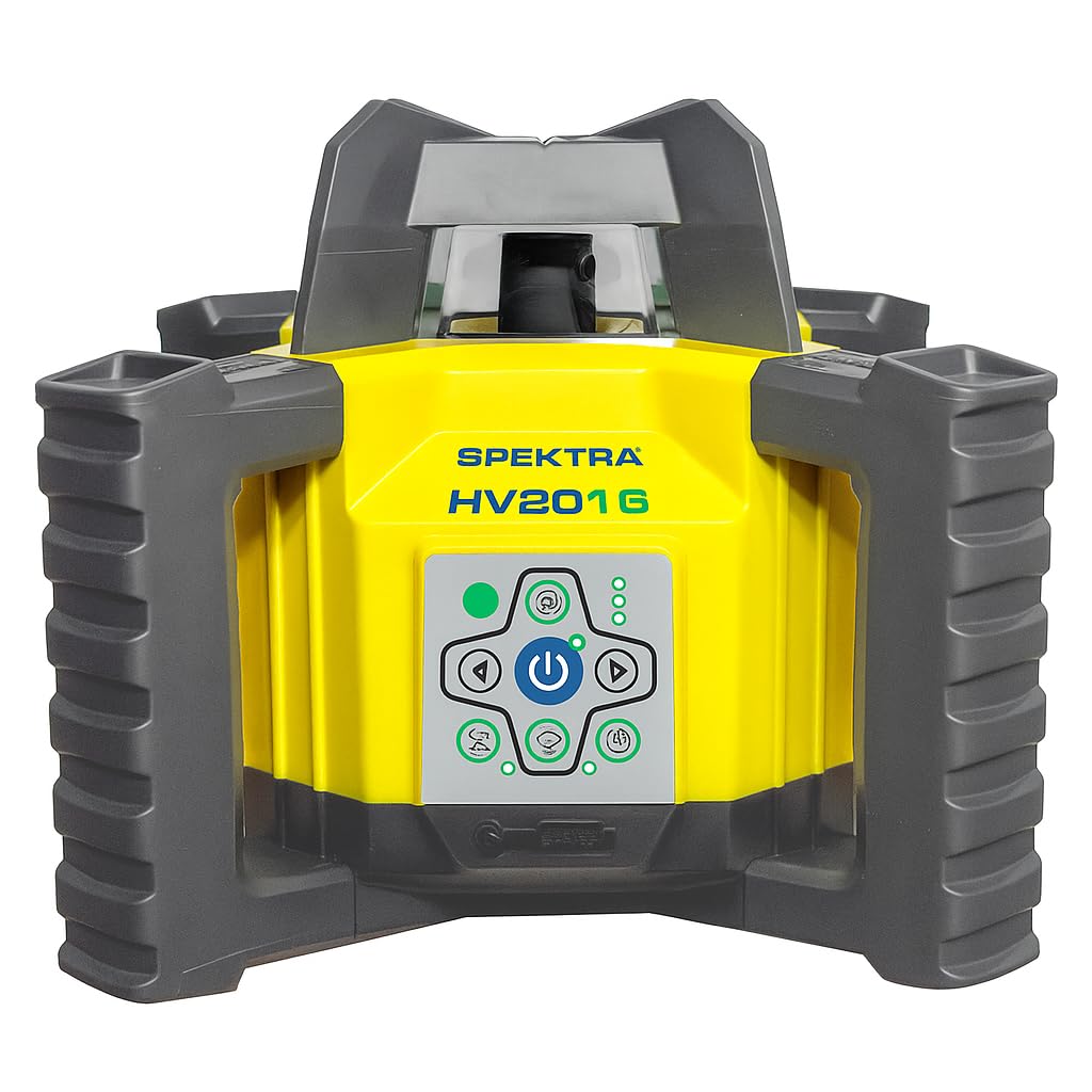 Livello Laser Rotativo HV201 R Professionale Ø300m Rosso Alta Visibilità, Made in Italy - Batterie Ricaricabili 30h - con Treppiede, Asta ricevitrice - Squadra Piomba, Livella, Allinea e Pendenze
