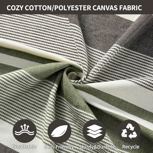 Image of JoyView Brazilian Hammock for Single Person Portable Hammock with Hanging Ropes & Carry Bag Large 78.8x39.4 inch for Patio 300LBS Capacity Perfect for Outdoor /Indoor - Green Grey Stripes