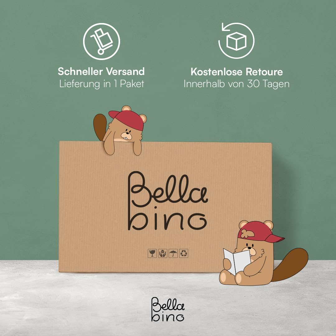 Bellabino Teme Bücherregal Kinderzimmer – Kinderbücherregal mit 4 Fächern – Montessori Bücherregal mit Ablagefach – Bücherregal für Kinder Mintgrün/Natur – Spielzimmer Deko aus Holz 80x40x44 cm